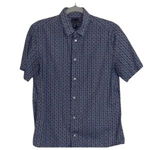 H & M Navy Blue Pattern Button Down